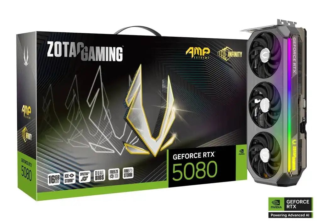 ZOTAC GAMING GeForce RTX 5080 AMP Extreme INFINITY Graphics Card | ZT - B50800B - 10P - Vektra Computers LLC ZOTAC GAMING GeForce RTX 5080 AMP Extreme INFINITY Graphics Card | ZT - B50800B - 10P - Vektra Computers LLC